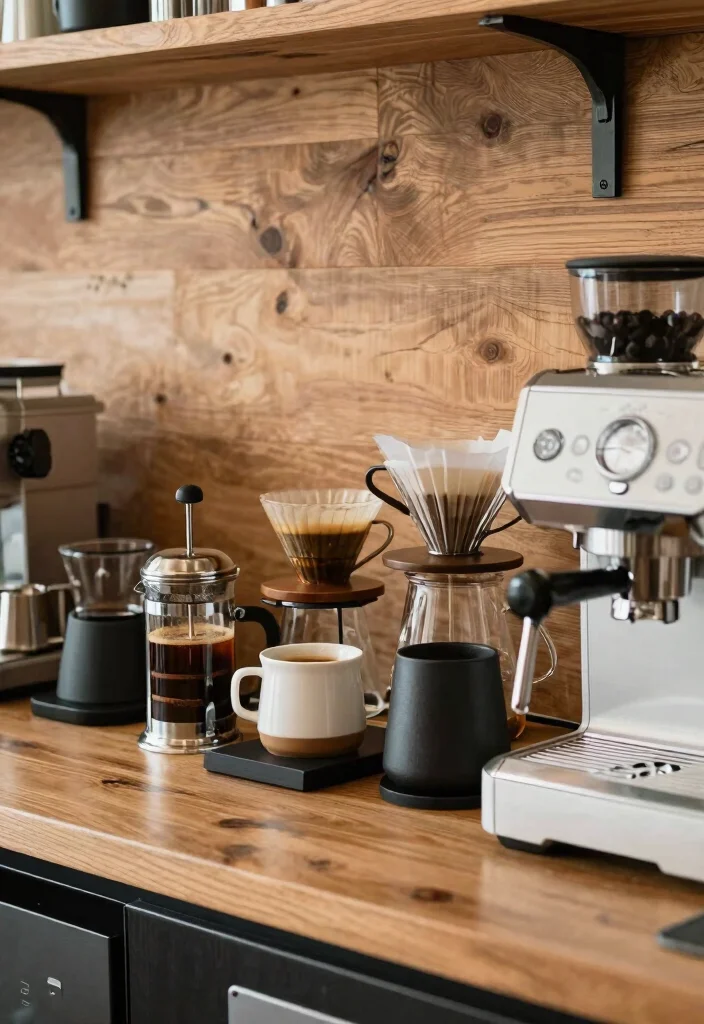 16 Coffee Bar Ideas That Make Mornings Feel Slow and Intentional 13. Mix of Brewing Methods 0