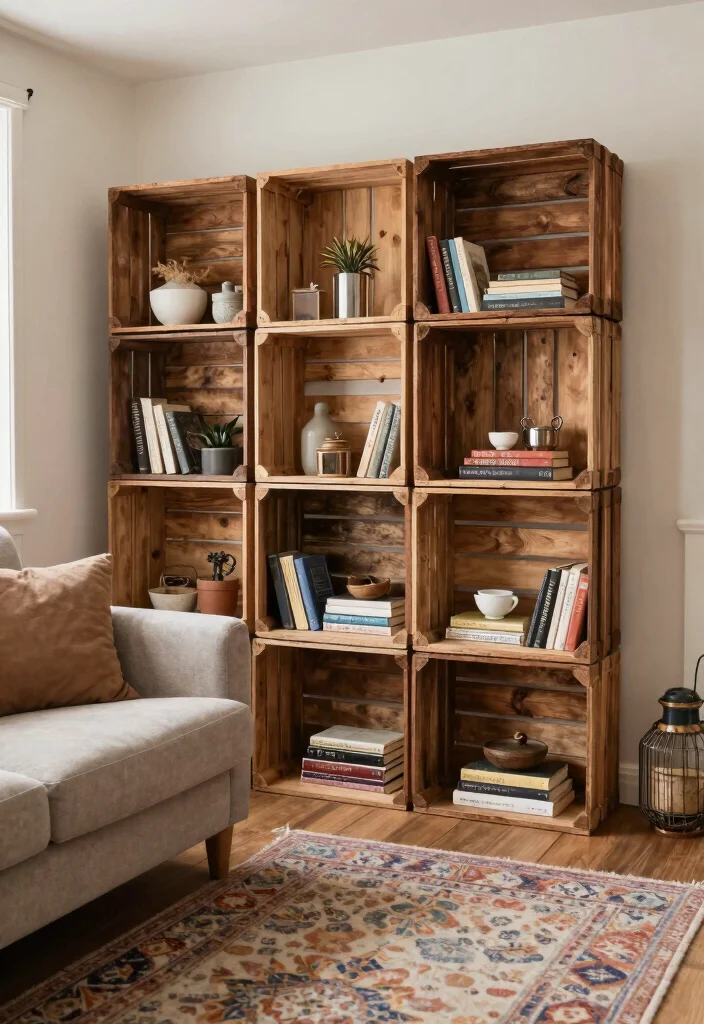 16 Cube Organizer Ideas Living Room That Hide Mess Effortlessly 8. Repurposed Crates as Cube Organizers 0