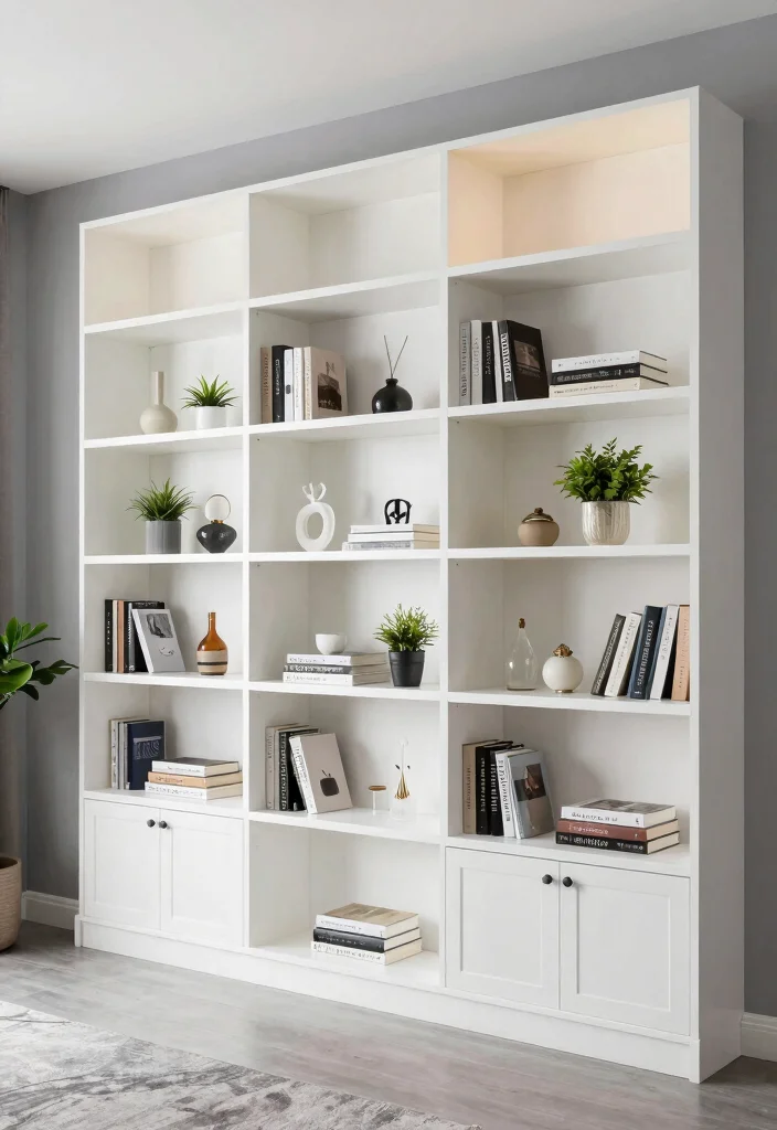 16 Grey and White Living Room Ideas Modern and Elevated 12. Built In Shelving 0