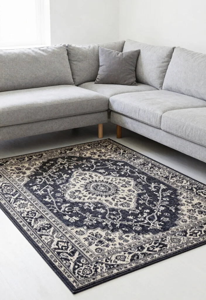 16 Grey and White Living Room Ideas Modern and Elevated 14. Statement Rugs 0