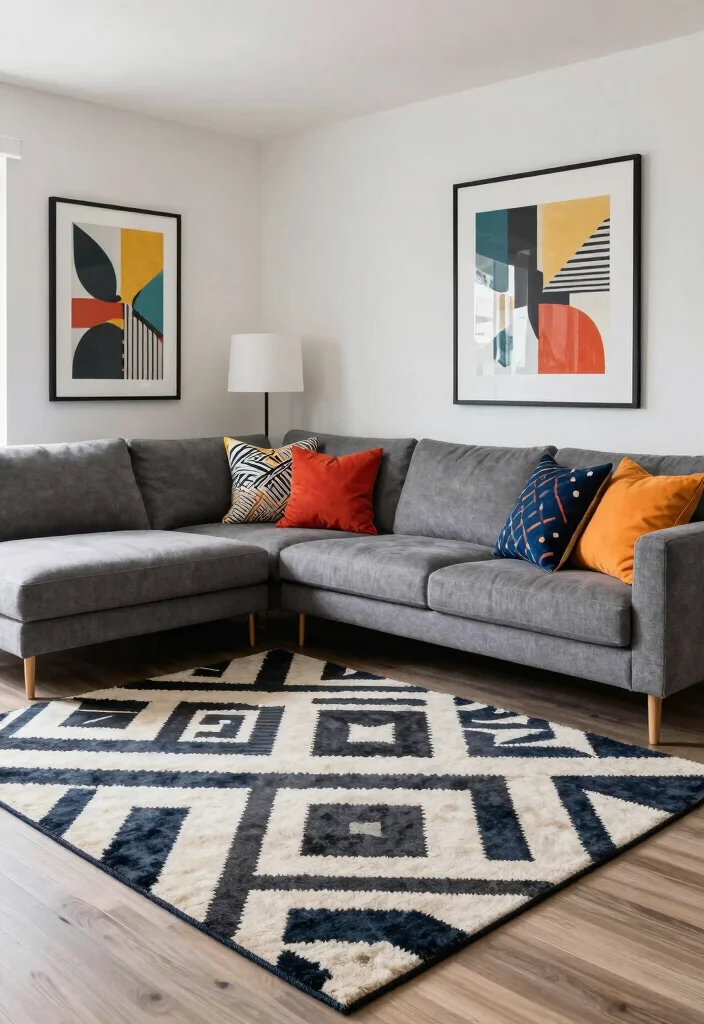 16 Grey and White Living Room Ideas Modern and Elevated 8. Bold Patterns 0