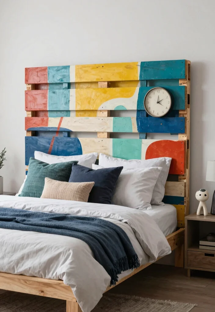 16 Headboard Ideas That Completely Change Bedroom Energy 11. Pallet Art Headboard 0