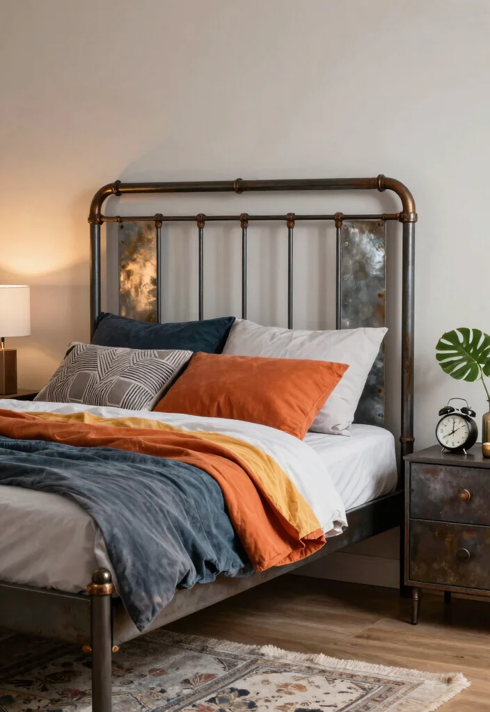 16 Headboard Ideas That Completely Change Bedroom Energy 15. Upcycled Metal Headboard 0