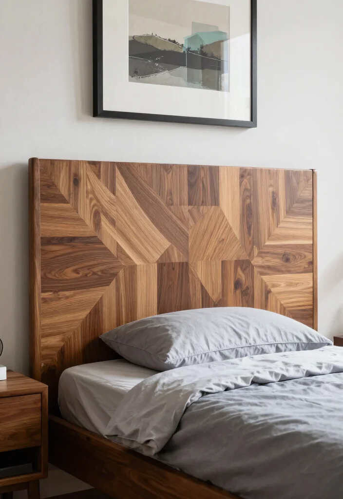 16 Headboard Ideas That Completely Change Bedroom Energy 9. Geometric Wood Headboard 0