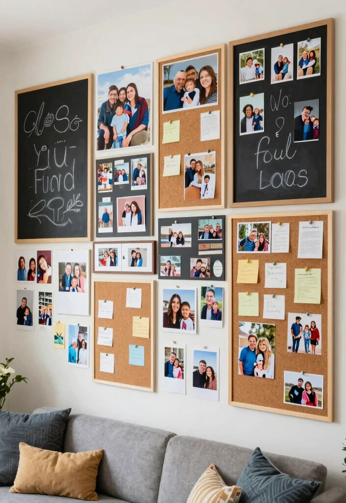 16 Living Room Collage Wall Ideas That Tell Your Story Beautifully 16. Interactive Collage Wall 0