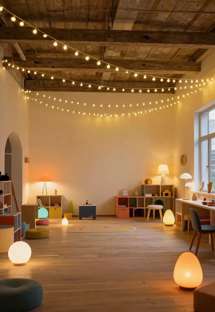 16 Loft Playroom Ideas That Use Vertical Space Creatively 10. Creative Lighting Solutions 0