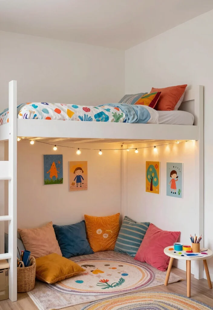 16 Loft Playroom Ideas That Use Vertical Space Creatively 3. Lofted Bed with Play Space Below 0