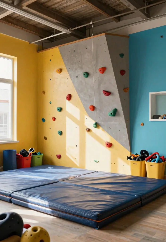 16 Loft Playroom Ideas That Use Vertical Space Creatively 7. Climbing Walls to Encourage Play 0