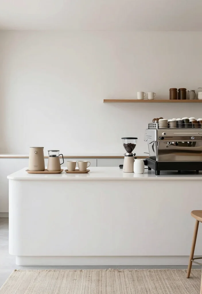16 Minimalist Coffee Bar Ideas with Clean Quiet Energy 11. Simple Color Palettes 0