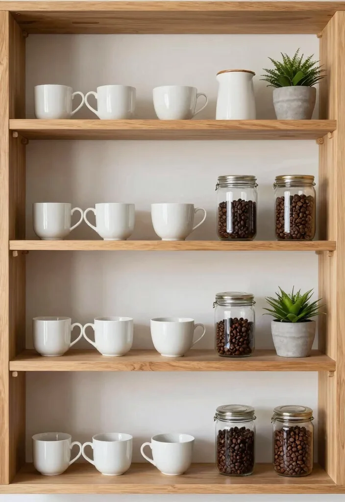 16 Minimalist Coffee Bar Ideas with Clean Quiet Energy 15. Open Shelving 0