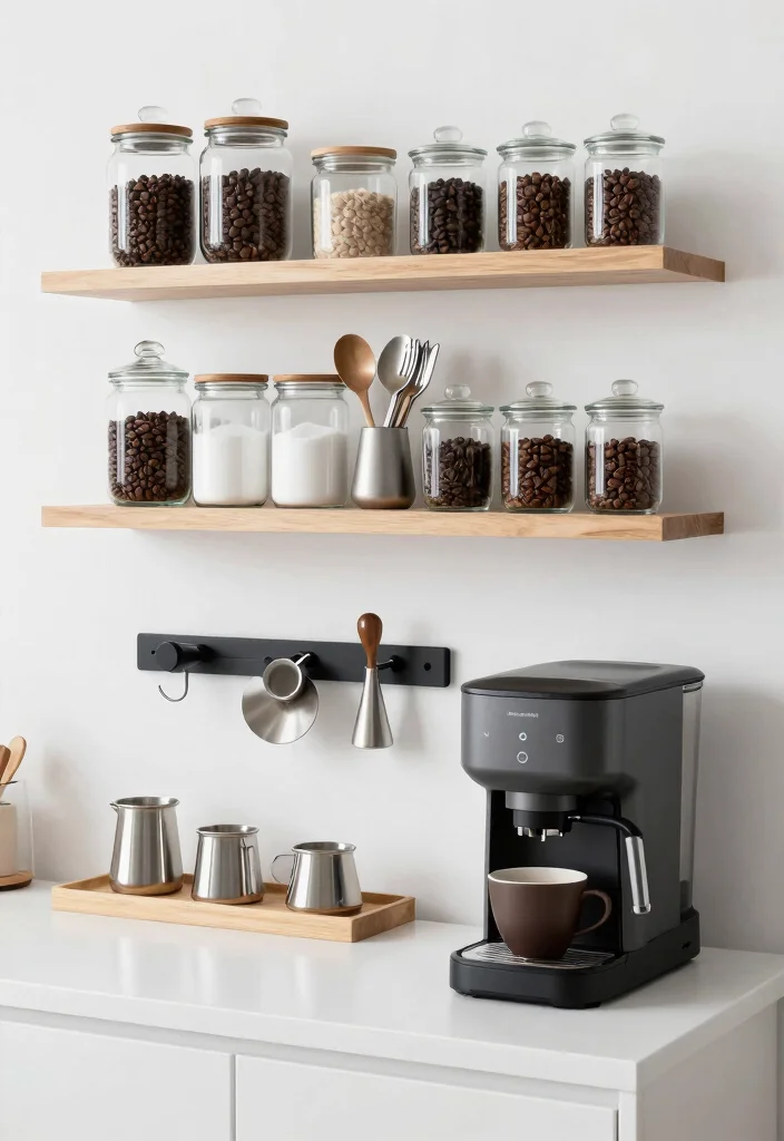 16 Minimalist Coffee Bar Ideas with Clean Quiet Energy 4. Minimalist Storage Solutions 0
