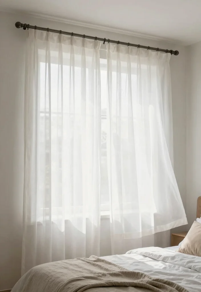 16 No Headboard Ideas That Feel Minimal but Not Empty 11. Simple Curtain Rod 0
