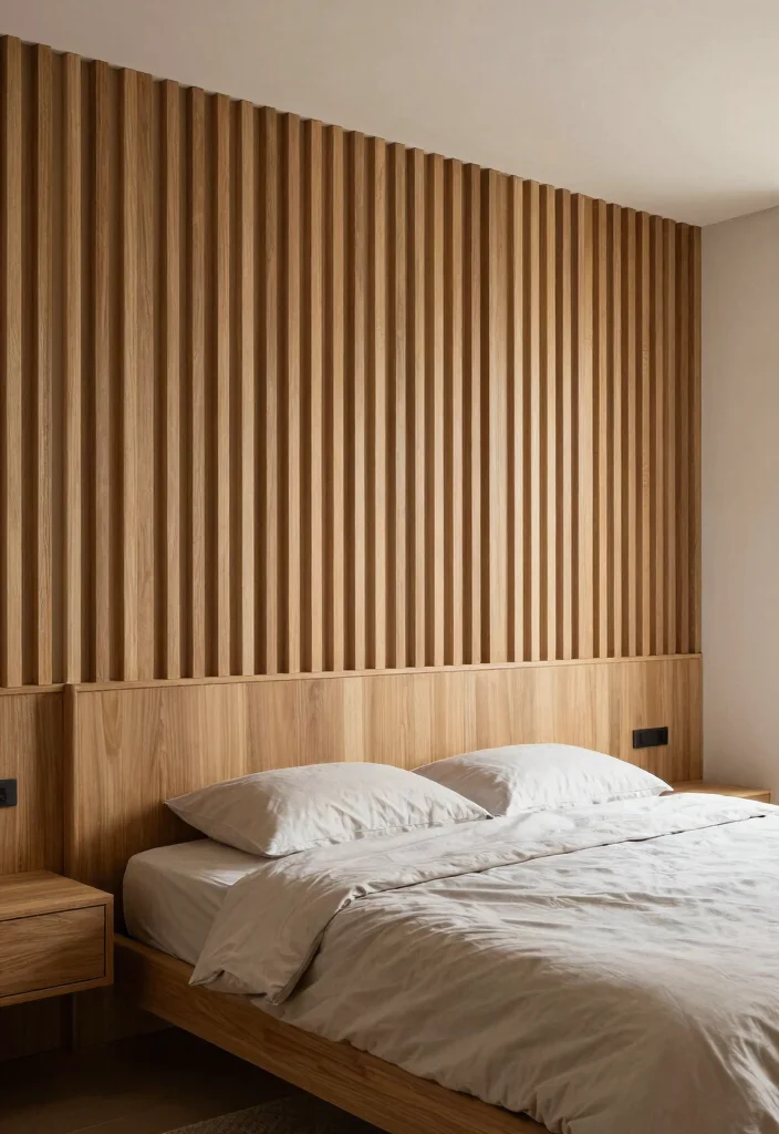 16 No Headboard Ideas That Feel Minimal but Not Empty 15. Custom Wood Slats 0