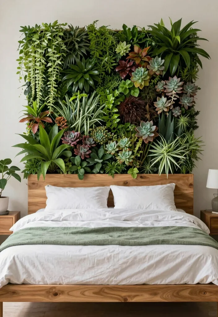 16 No Headboard Ideas That Feel Minimal but Not Empty 8. Vertical Garden 0