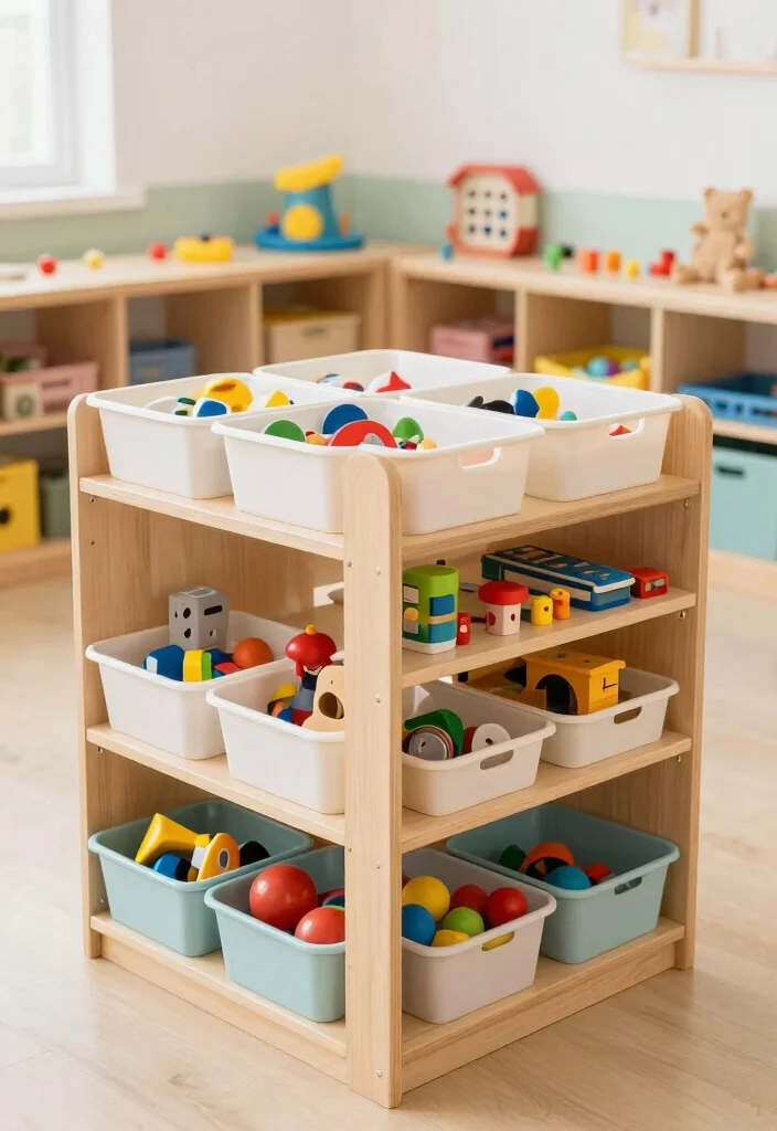 16 Playroom Ideas That Feel Fun Without Feeling Chaotic 13. Toy Rotation System 0