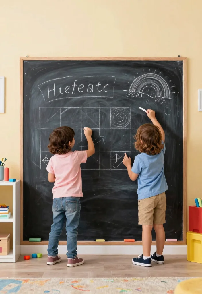16 Playroom Ideas That Feel Fun Without Feeling Chaotic 7. Interactive Chalkboard Wall 0