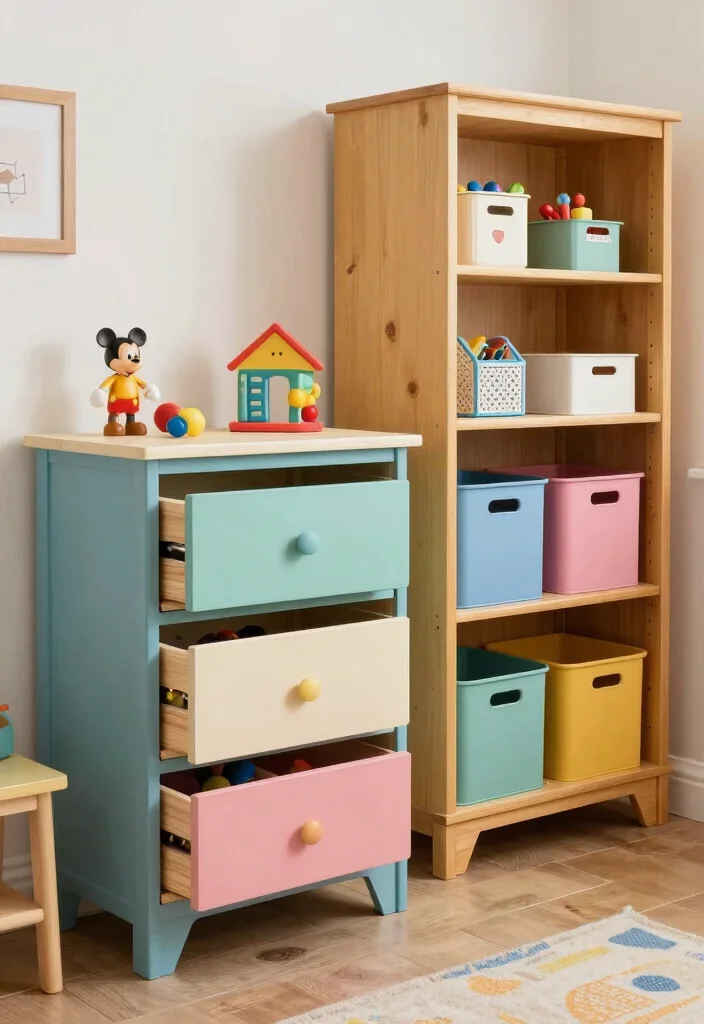 16 Playroom Storage Ideas That Make Cleanup Feel Easy 9. Repurposed Furniture 0