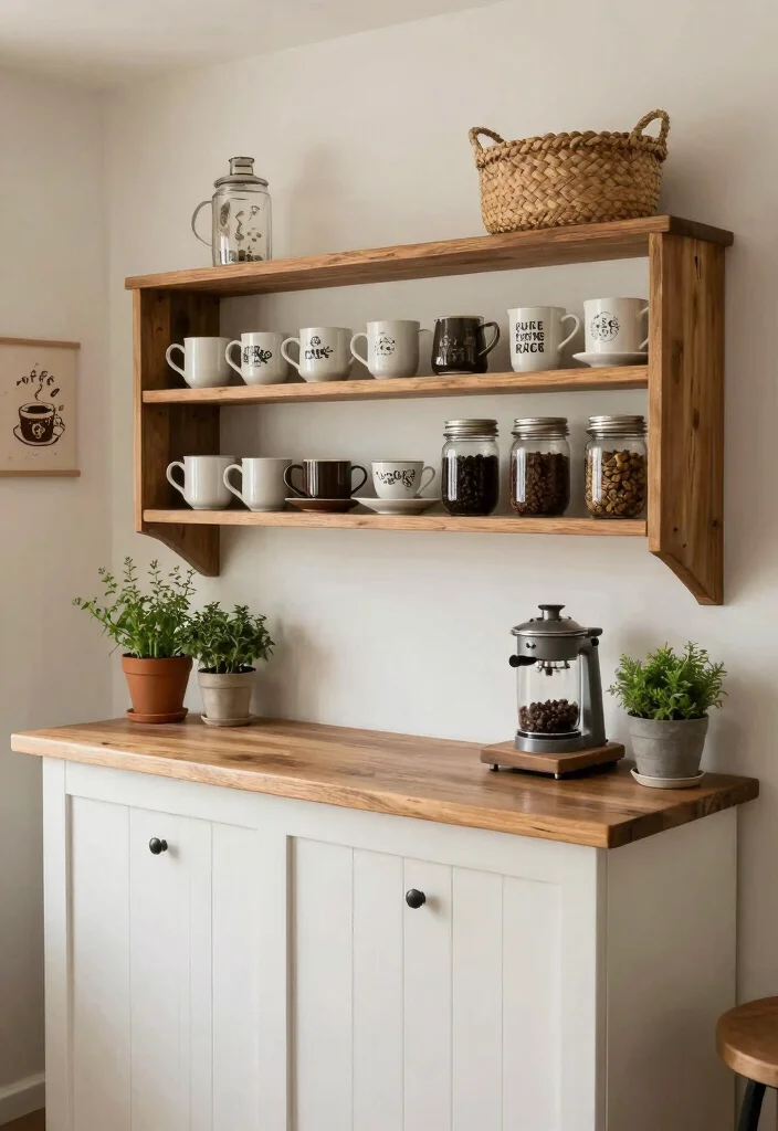 16 Rustic Coffee Bar Ideas That Feel Warm and Collected 25 16 Rustic Coffee Bar Ideas That Feel Warm and Collected 5. Farmhouse Style Open Shelving 0