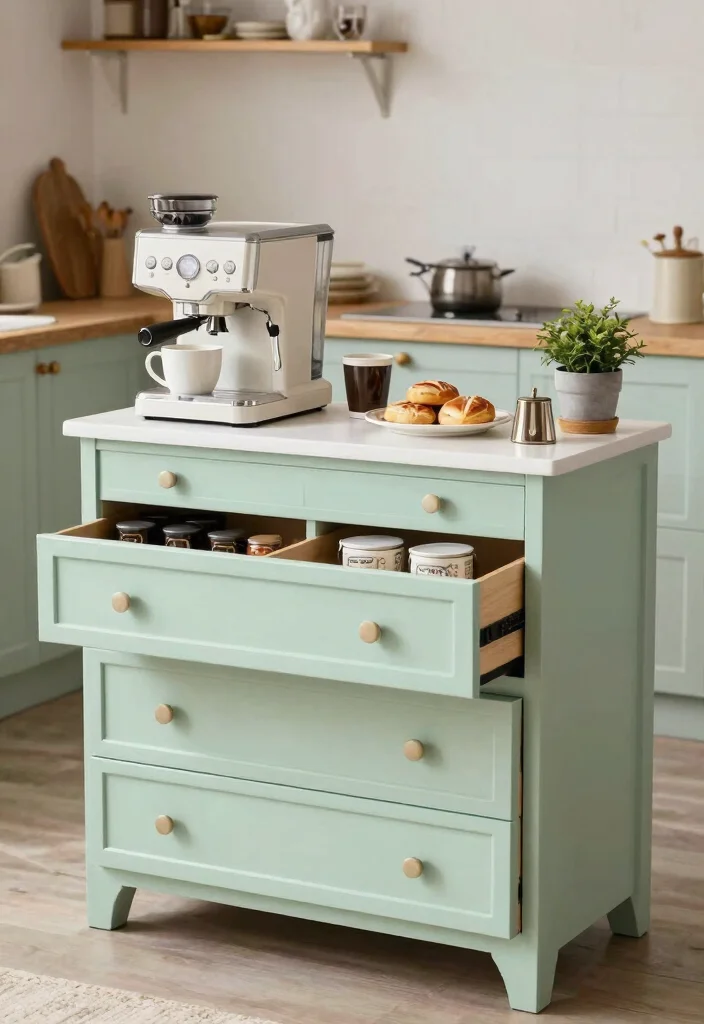 16 Rustic Coffee Bar Ideas That Feel Warm and Collected 27 16 Rustic Coffee Bar Ideas That Feel Warm and Collected 7. Repurposed Dresser Coffee Bar 0