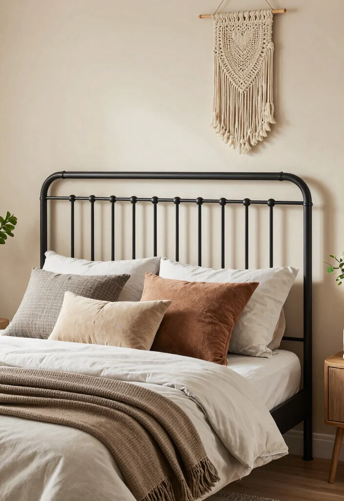 16 Unique Headboard Ideas That Feel Custom and High End 6. Statement Metal Headboards 0