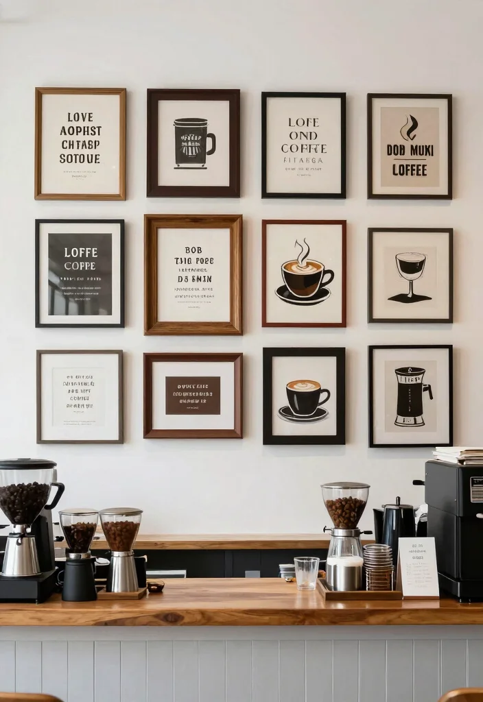 18 Coffee Bar Ideas for Home That Feel Like a Boutique Cafe 17. Coffee Art Display 0