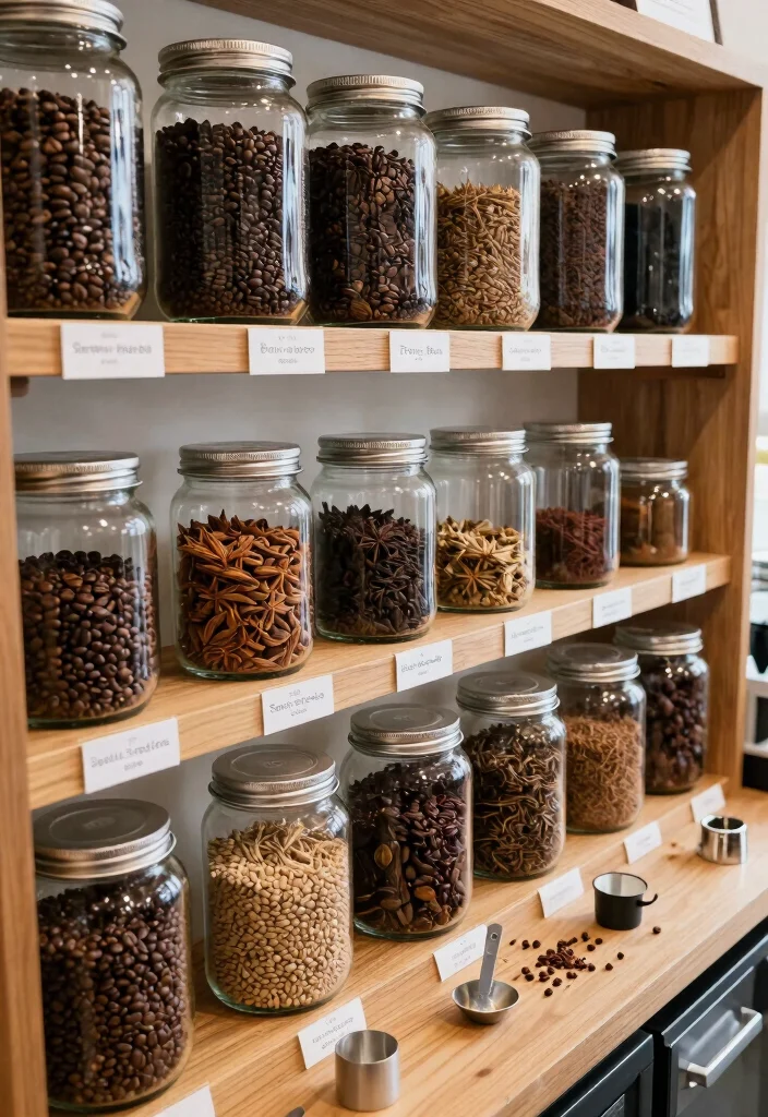 18 Coffee Bar Ideas for Home That Feel Like a Boutique Cafe 18. Custom Coffee Blend Station 0