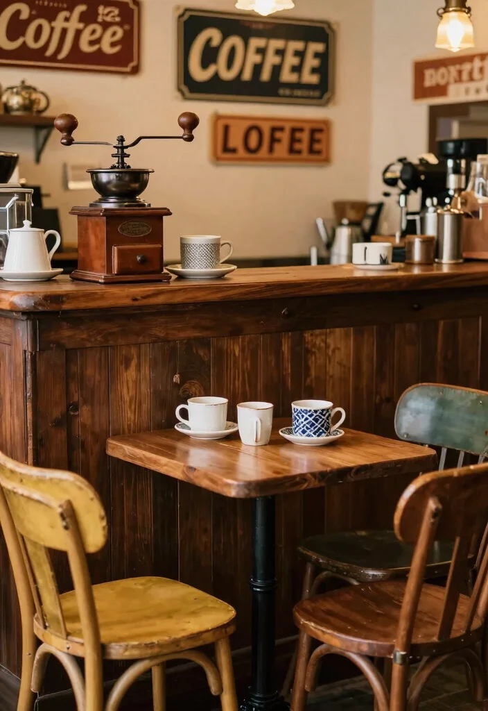 18 Coffee Bar Ideas for Home That Feel Like a Boutique Cafe 3. Vintage Cafe Vibe 0