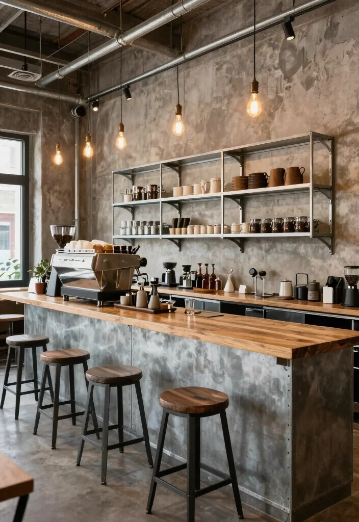 18 Coffee Bar Ideas for Home That Feel Like a Boutique Cafe 6. Industrial Chic Coffee Bar 0