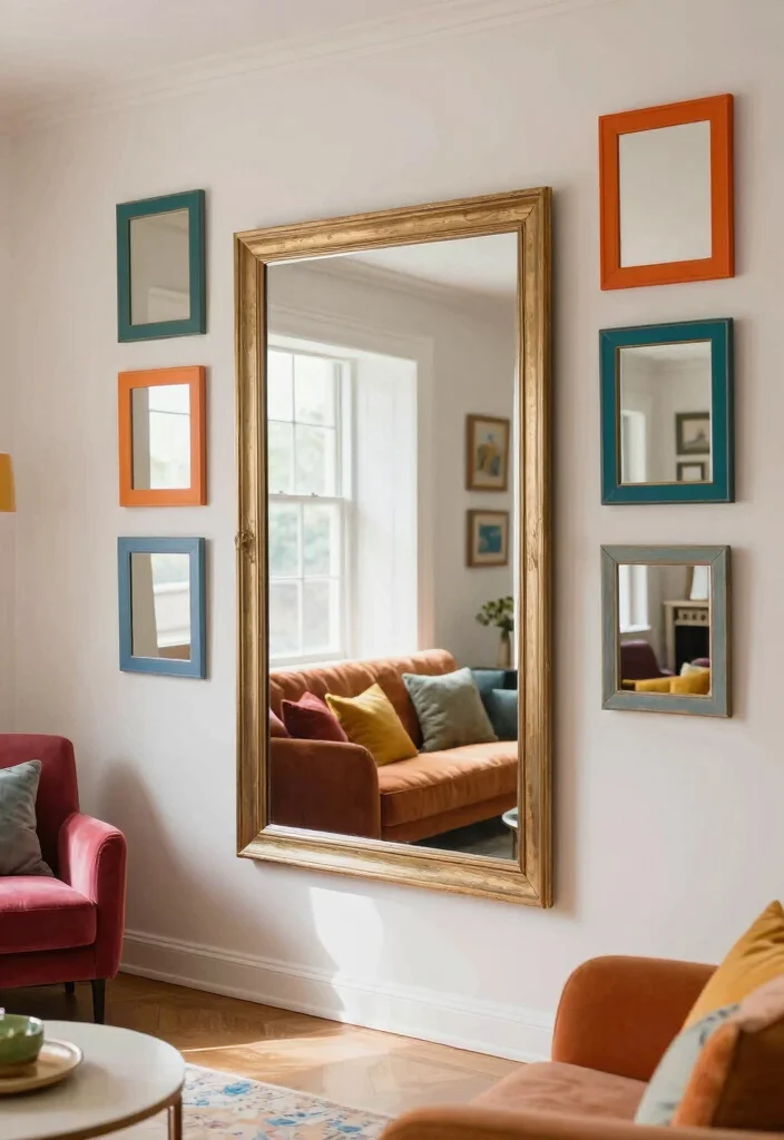 18 Colorful Living Room Decor Ideas That Feel Bold but Tasteful 61 18 Colorful Living Room Decor Ideas That Feel Bold but Tasteful 11. Utilizing Mirrors for Depth and Color 0