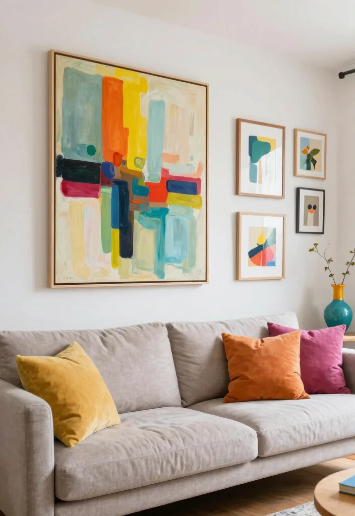 18 Colorful Living Room Decor Ideas That Feel Bold but Tasteful 25 18 Colorful Living Room Decor Ideas That Feel Bold but Tasteful 5. Bright Artwork to Make a Statement 0