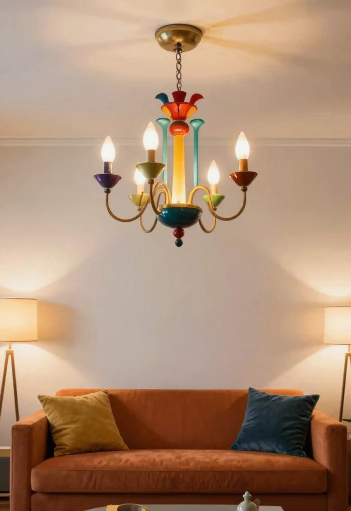 18 Colorful Living Room Decor Ideas That Feel Bold but Tasteful 59 18 Colorful Living Room Decor Ideas That Feel Bold but Tasteful 9. Bold Lighting Fixtures 0